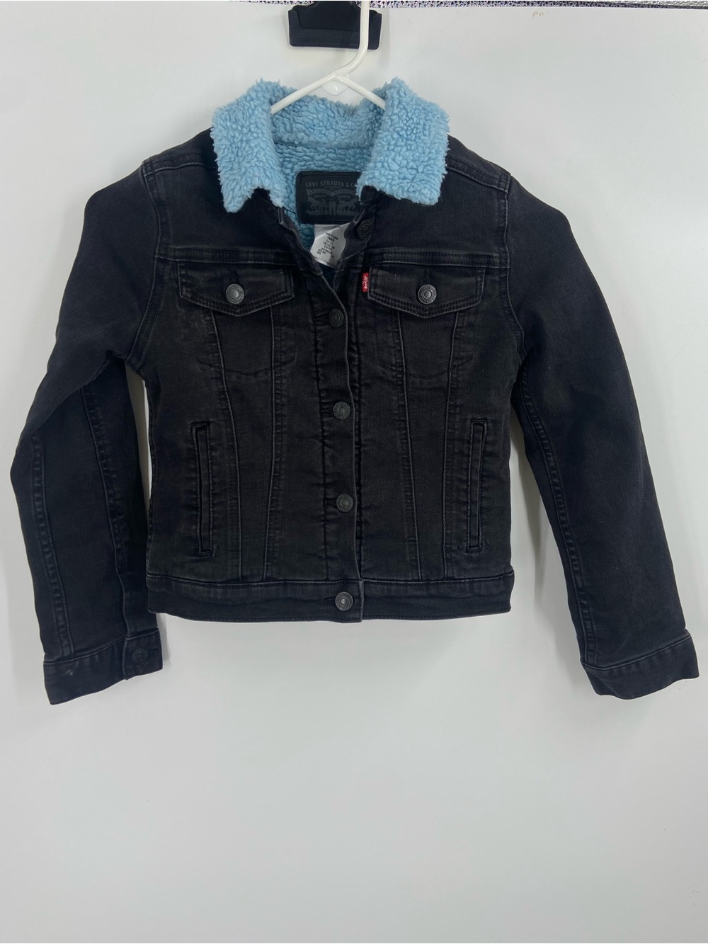Levi's Kids Faux Sherpa Lined Black Denim Jacket Size small 8-10years old